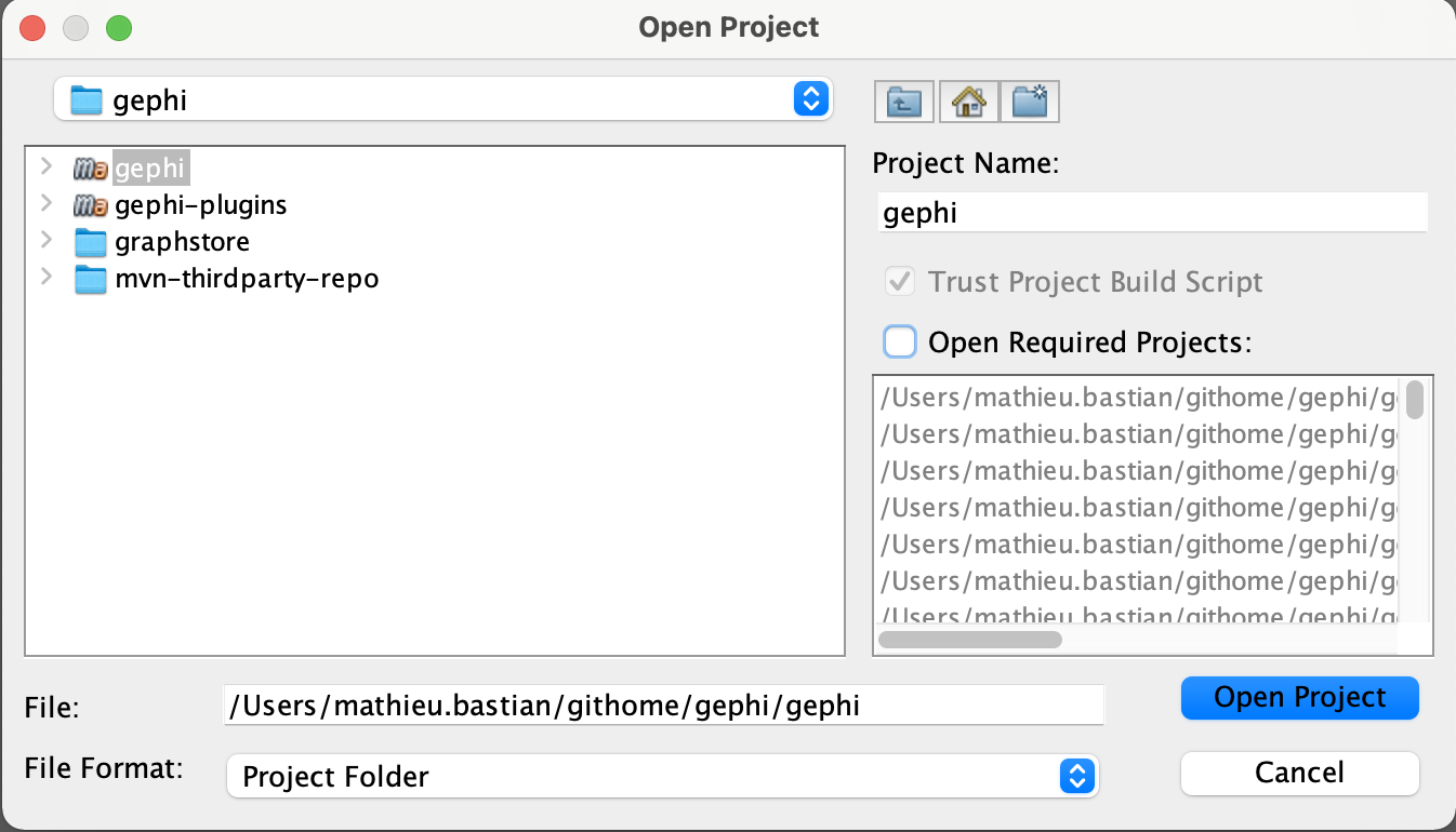Opening Gephi