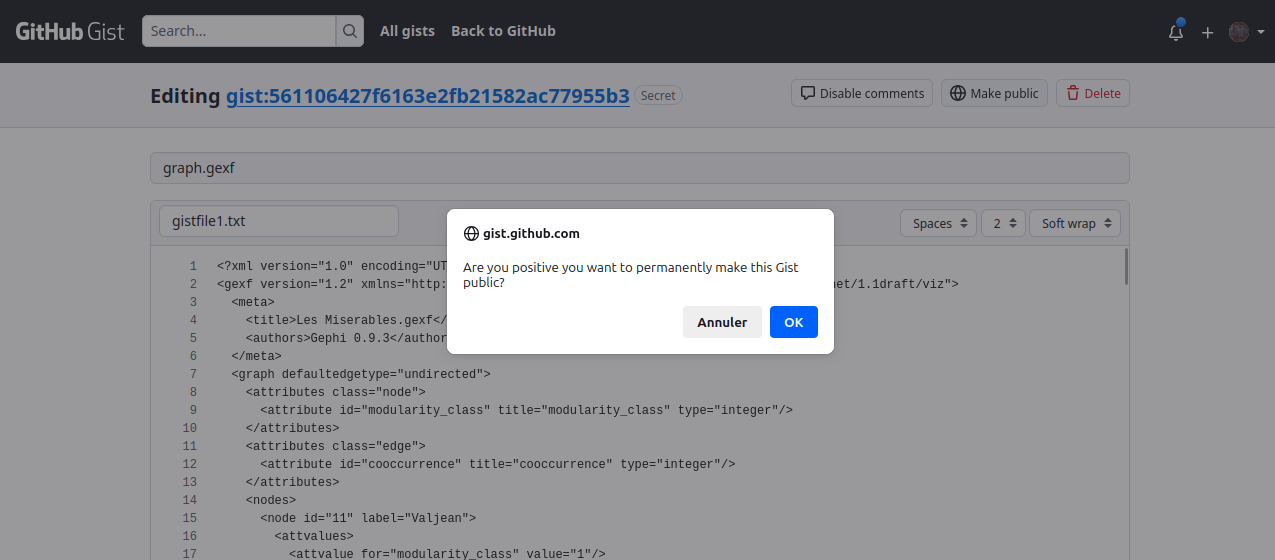 a private Gist Edit page screenshot