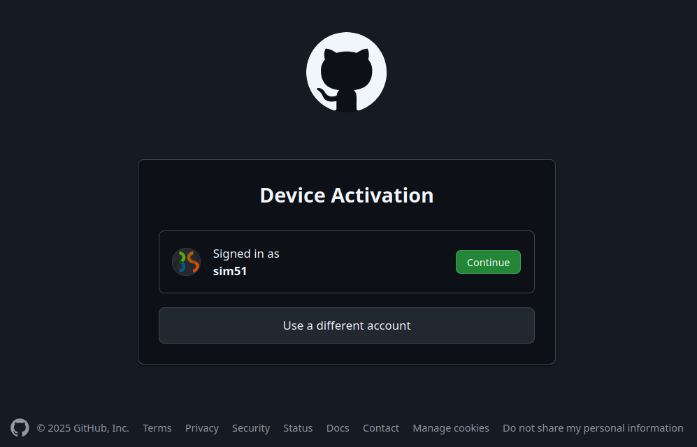 GitHub device activation